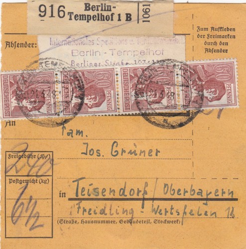 Paketkarte 1947