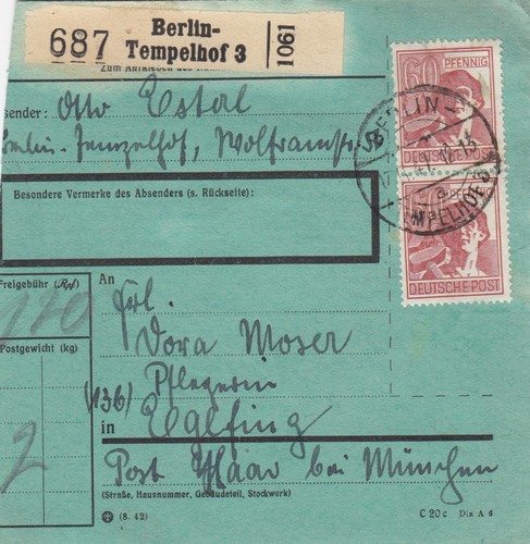 Paketkarte 1947